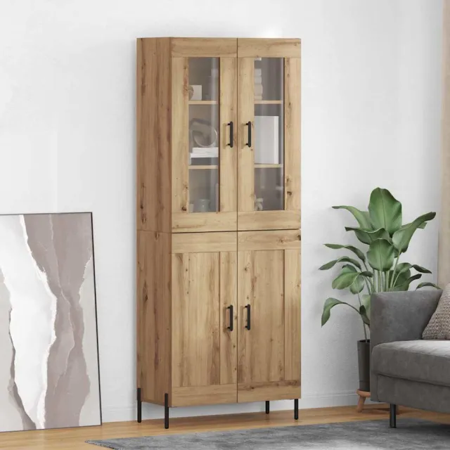 vidaXL Highboard Artisan Eiken 69,5 x 34 x 180 cm Bewerkt hout, foto 2