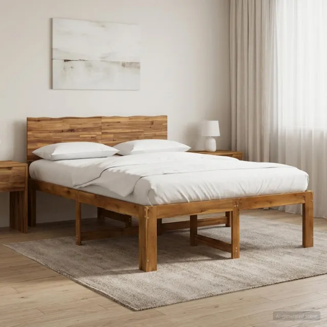 vidaXL Tweepersoonsbed met hoofdeinde ROSTOCK Naturel 140 x 190 cm Bruin