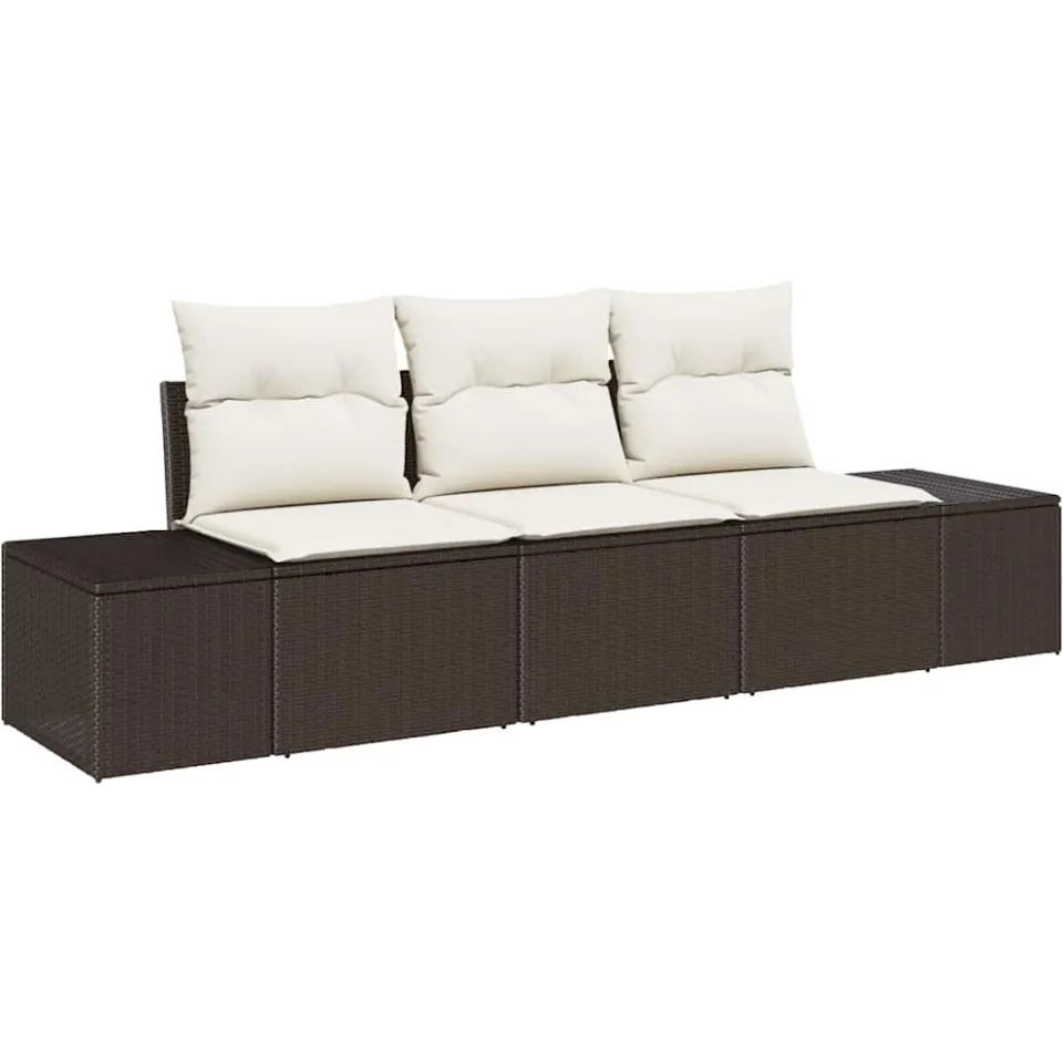 vidaXL Bankstel 3 st Bruin poly rattan