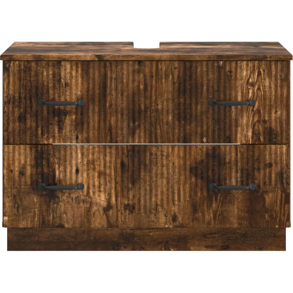 vidaXL Badkamer wastafelkast HOORN Gerookt eiken 82 x 41 x 56 cm, foto 4