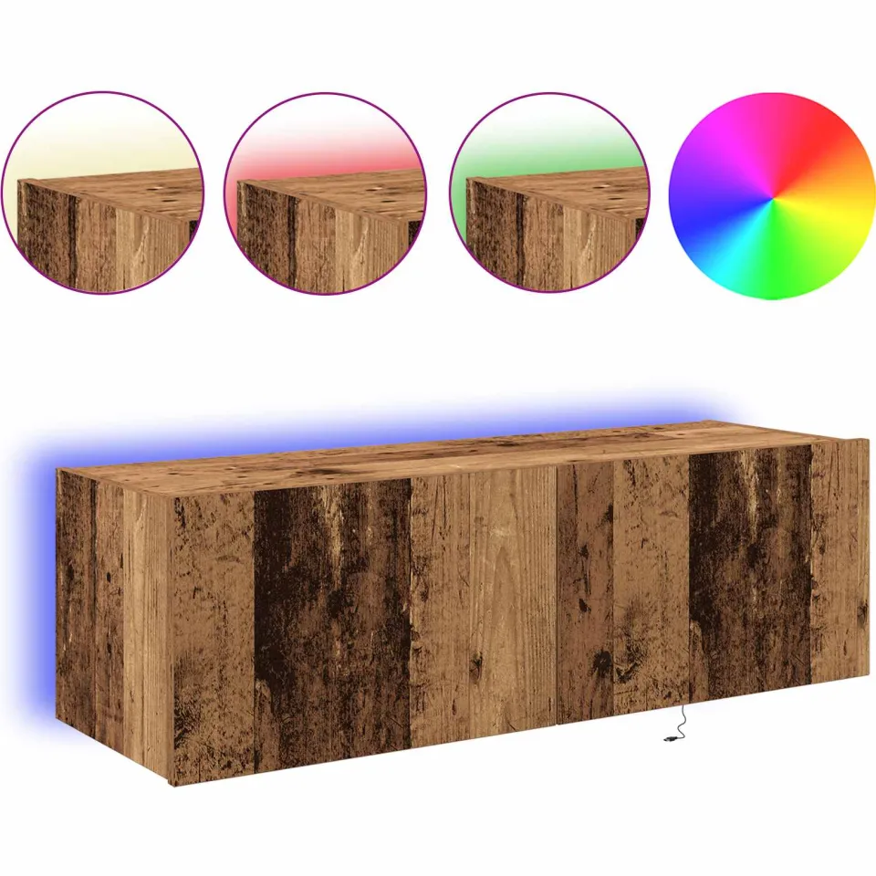 vidaXL TV Wandkast 2 st Oudhout Bewerkt hout bruin, foto 4