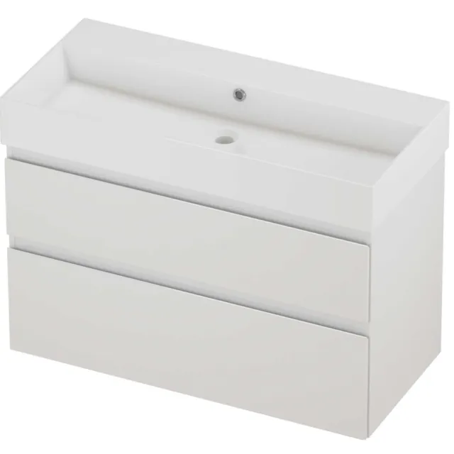 Proline Zara Badmeubelset Porselein Loft Zonder Kraangat 100x46x73 cm Glans Wit Glans Wit
