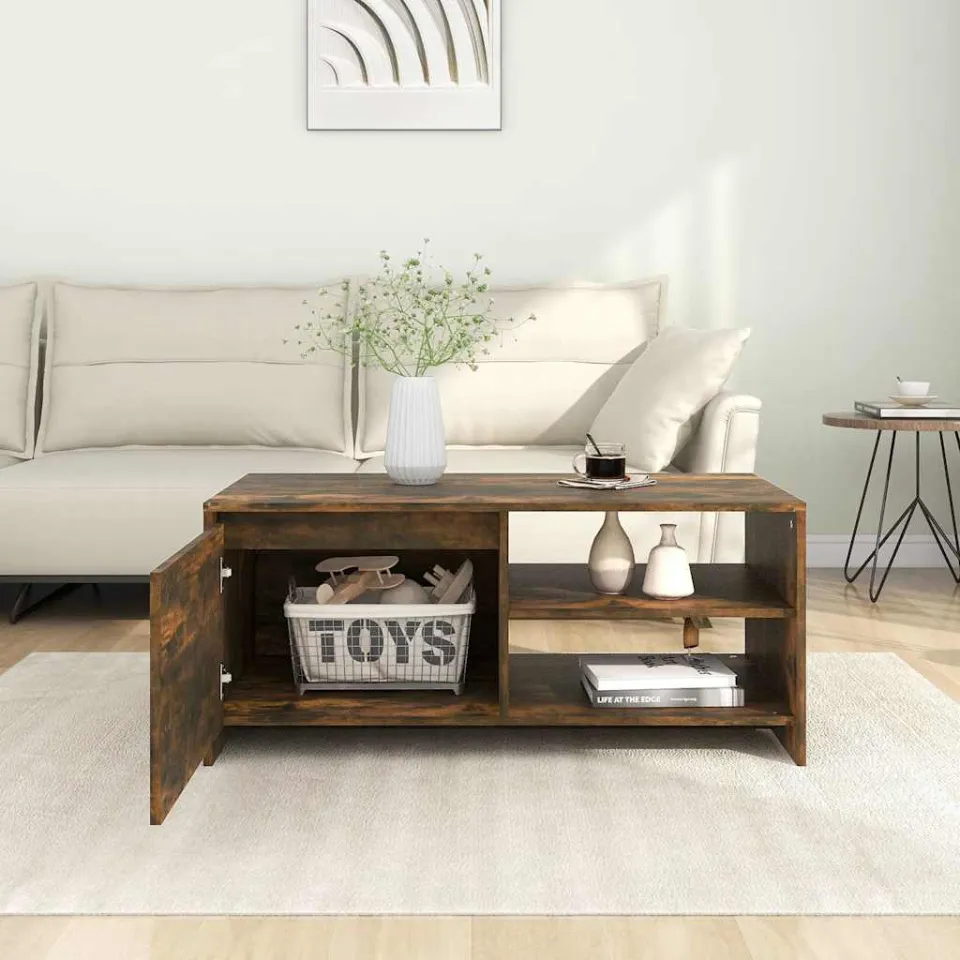 vidaXL Salontafel 102x50x45 cm bewerkt hout gerookt eikenkleurig, foto 3