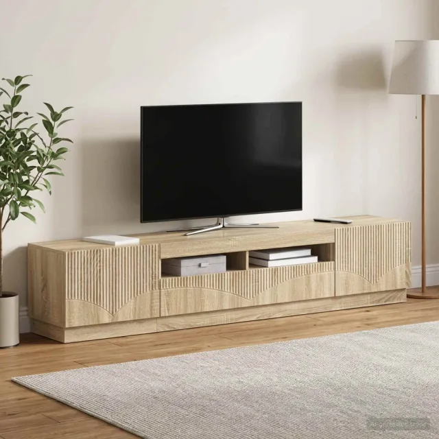 vidaXL LED tv-meubel HOORN 3 st Sonoma Eiken Bewerkt hout, foto 2