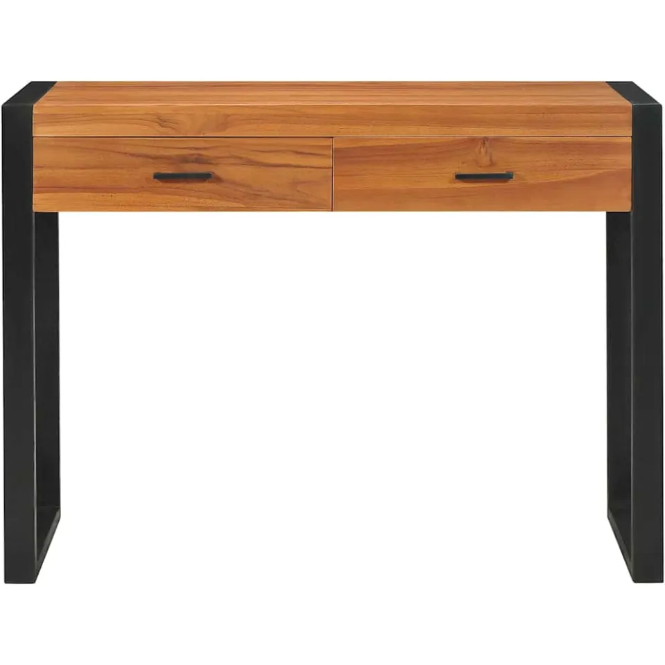 vidaXL Bureau met 2 lades 100x40x75 cm teakhout bruin, foto 3