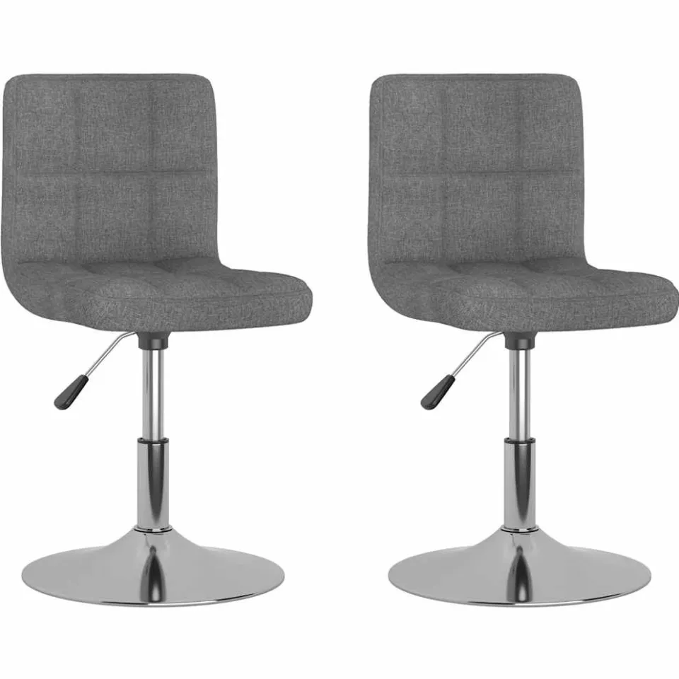 vidaXL Eetkamerstoelen draaibaar 2 st stof lichtgrijs grijs, foto 3