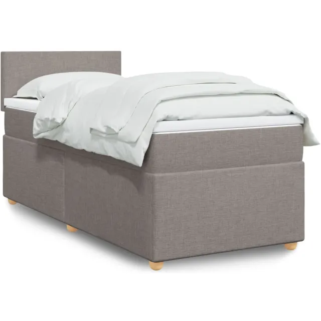 vidaXL Boxspring met matras stof taupe 90x200 cm