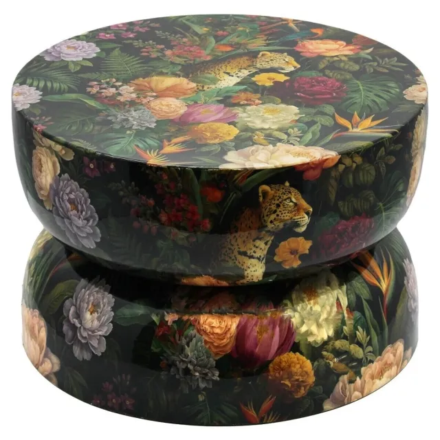 Signes Grimalt Lage tafels Signes Grimalt Bijzettafel Metaal Bloemen Luipaard Multicolour