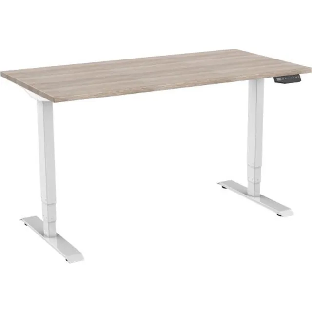 Game Hero Marvel Bureau Elektrisch Verstelbaar 2 Motorig - Wit Frame - Robson Eiken Blad - 160 x 80 cm