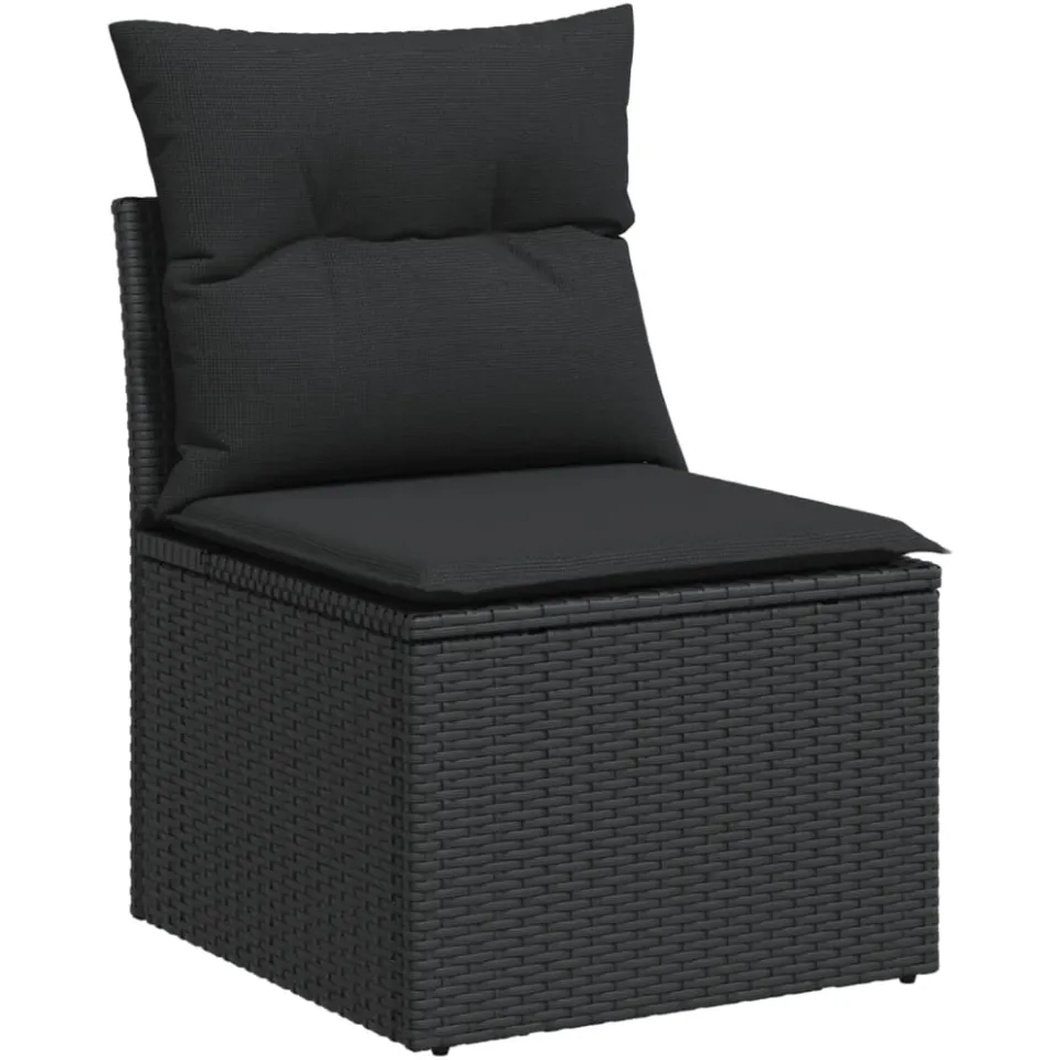 vidaXL 10-delige Loungeset met kussens poly rattan zwart, foto 4