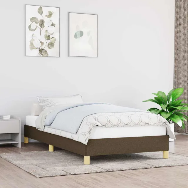 vidaXL Bedframe zonder matras 90x200 cm stof donkerbruin