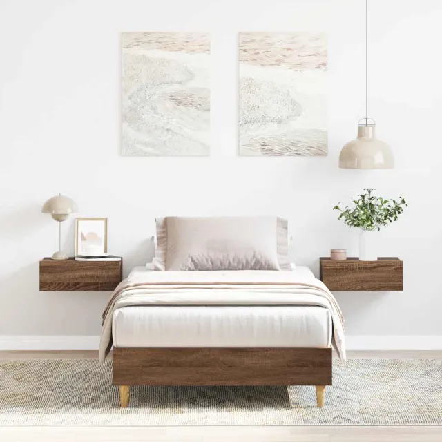 vidaXL Bedframe zonder matras 90x190 cm spaanplaat bruin eikenkleurig