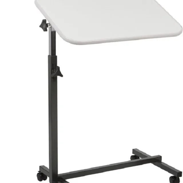 Careline Bijzettafel - bedtafel - zijtafel - blad 60,5 x 40.5 cm - licht grijs blad - met wielen