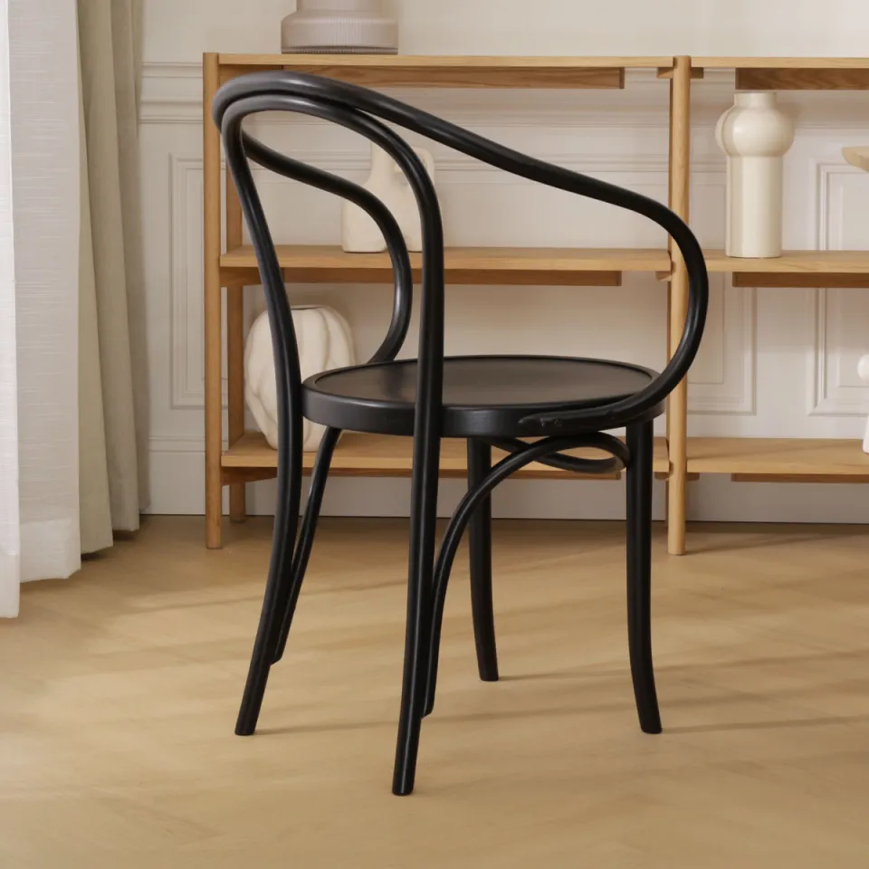Fameg Venice No. 9 houten eetkamerstoel met armleuningen zwart gebeitst, foto 5