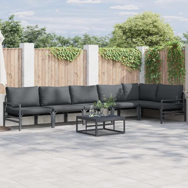 vidaXL Tuinbankenset 6 st Zwart Staal, foto 2