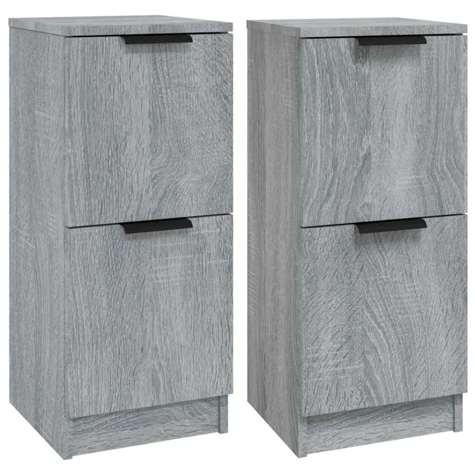 vidaXL Dressoirs 2 st 30x30x70 cm bewerkt hout grijs sonoma eikenkleur, foto 3