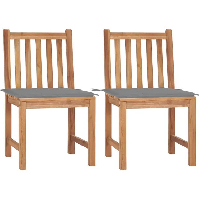 vidaXL Tuinstoelen 2 st met kussens massief teakhout Grijs
