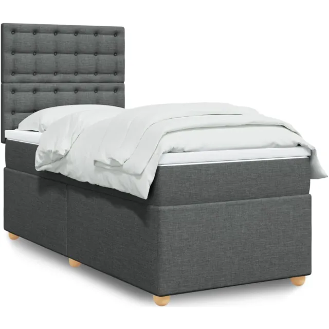 vidaXL Boxspring met matras stof donkergrijs 80x200 cm grijs