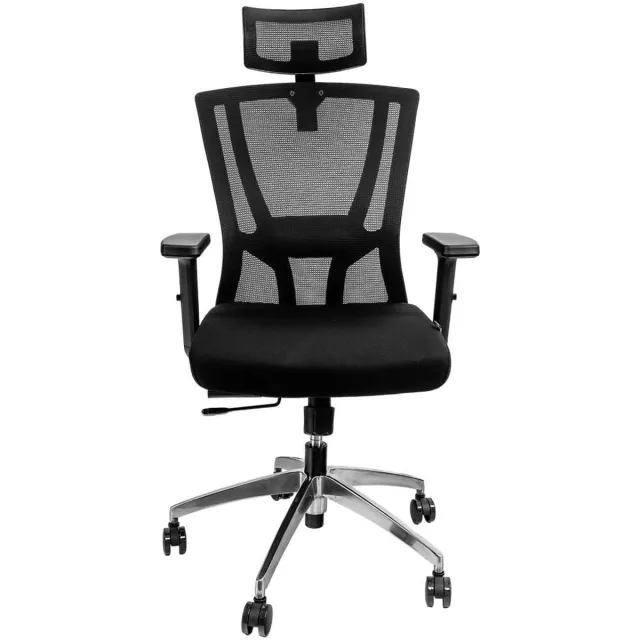 FURVERO Zenith - Bureaustoel - Aluminium onderstel - Volledig ergonomisch - 2D verstelbaar zwart