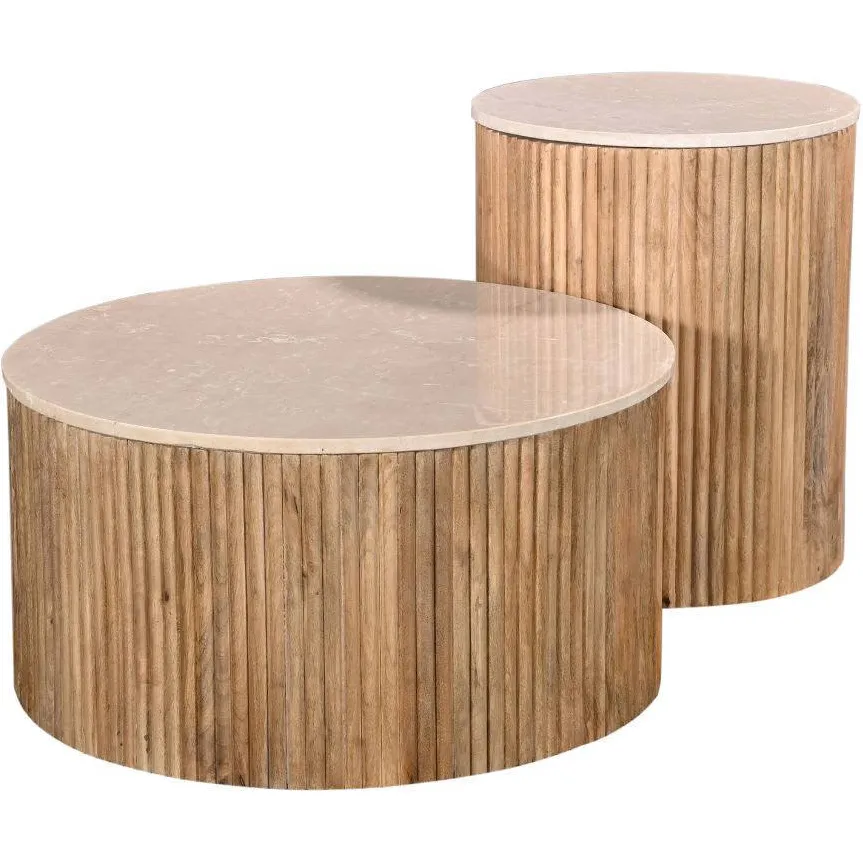 Giga Meubel Salontafel Davi - Rond - Naturel - Marmer - Ø70cm, foto 4