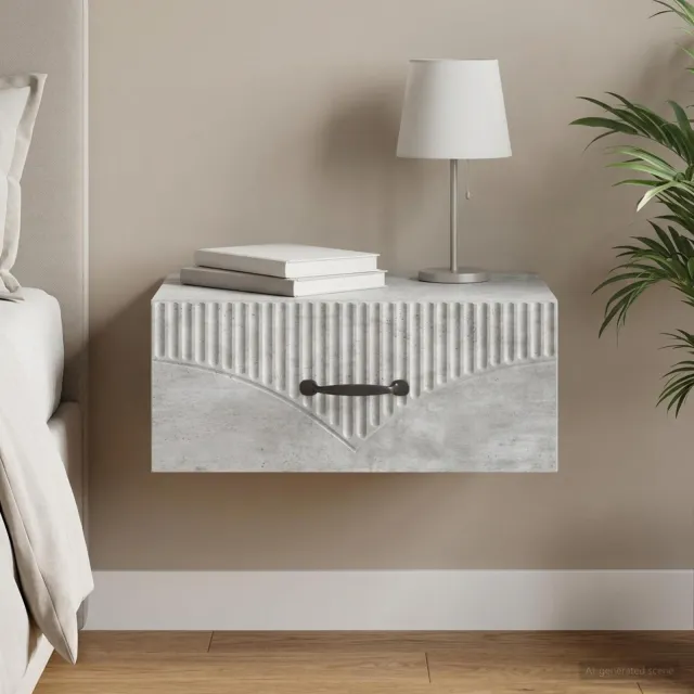 vidaXL Wandbeugel Bedkast Betongrijs 49 x 34,5 x 20 cm Bewerkt hout grijs, foto 2