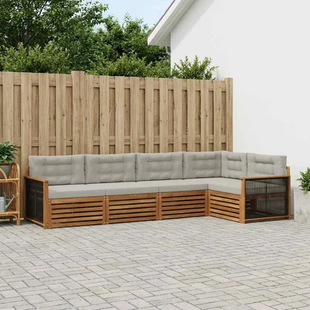 vidaXL Buiten bankenset 5 st Naturel en lichtgrijs Bruin