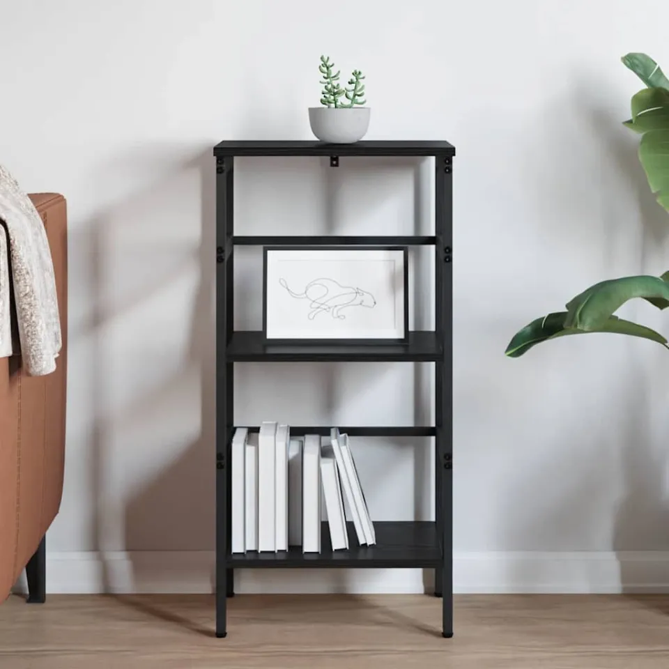 vidaXL Boekenkast 2-laags 40 x 29,5 x 81 cm Bewerkt hout Zwart Eiken, foto 3