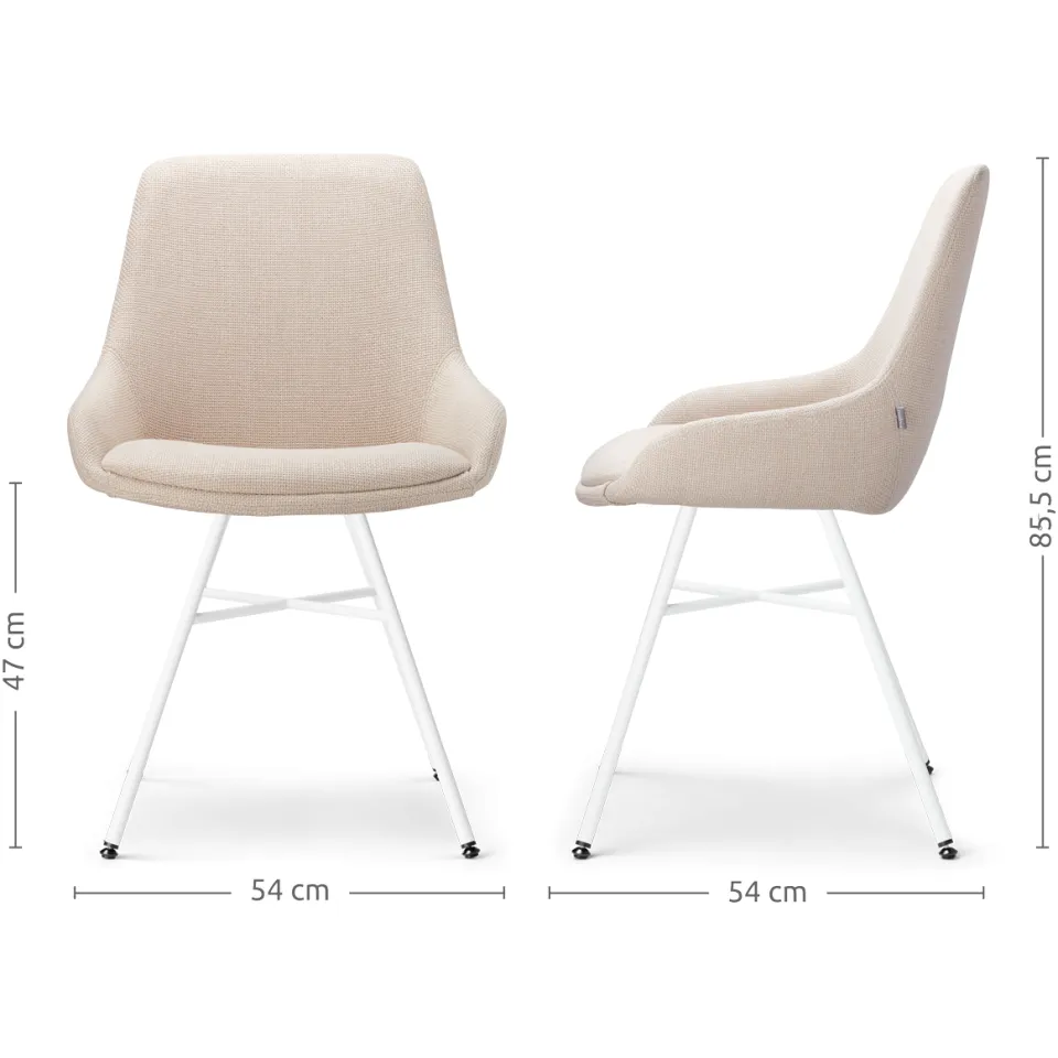 Nolon Noa-Isa eetkamerstoel beige - wit onderstel, foto 3