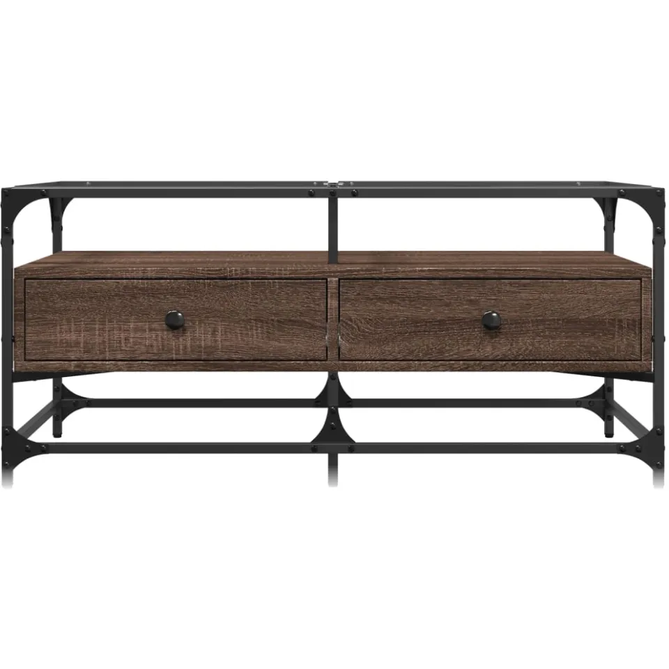 vidaXL Salontafel met glazen blad 98,5x50x45 cm sonoma eiken staal