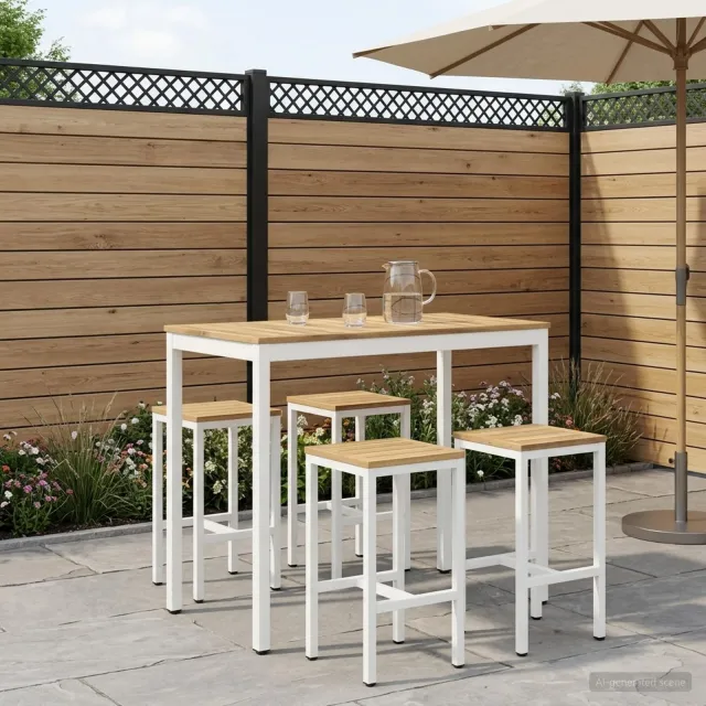vidaXL Tuinbar Tafel NAARDEN Witgewassen 108,5 x 55 x 105 cm, foto 2