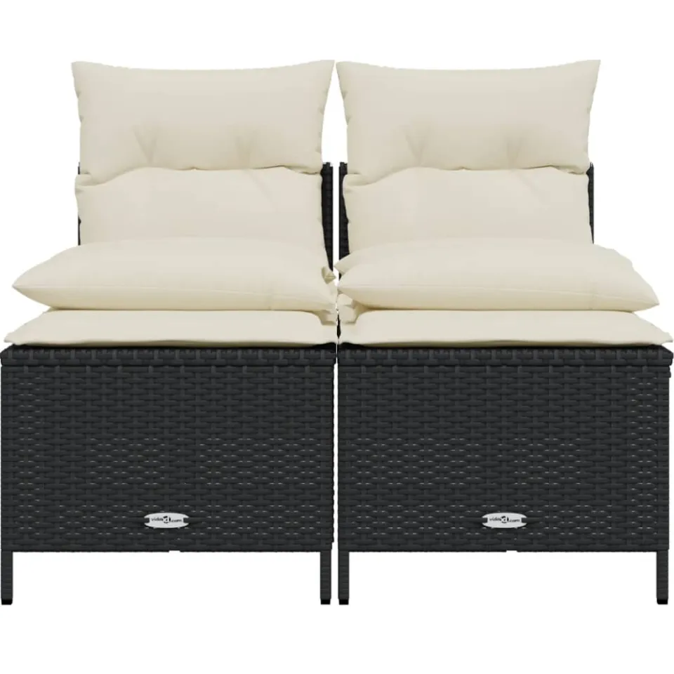 vidaXL 4-delige Loungeset met kussens poly rattan zwart