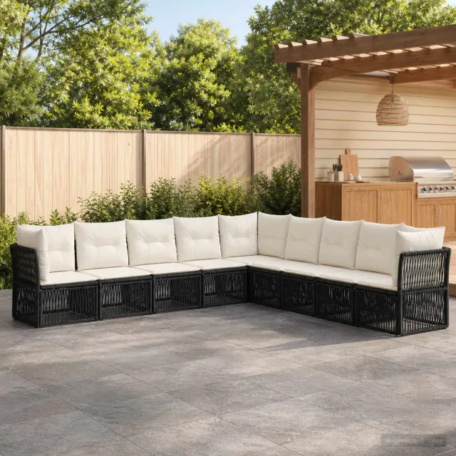 vidaXL Tuinbankenset 9 st 9-zits Zwart poly rattan, foto 2