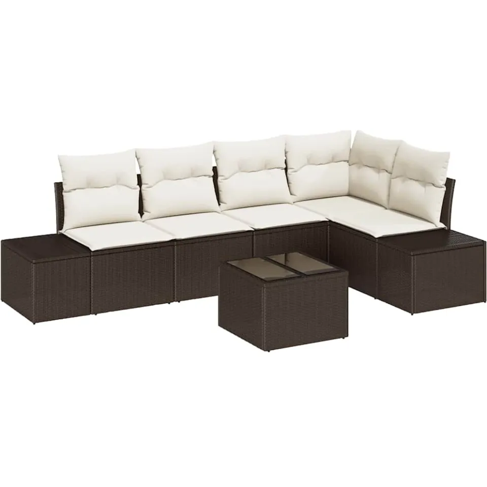 vidaXL Tuinbankenset met opslag Bruin en Crème poly rattan