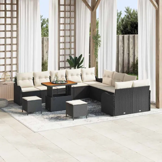 vidaXL Tuinbankenset 13 st Zwart poly rattan