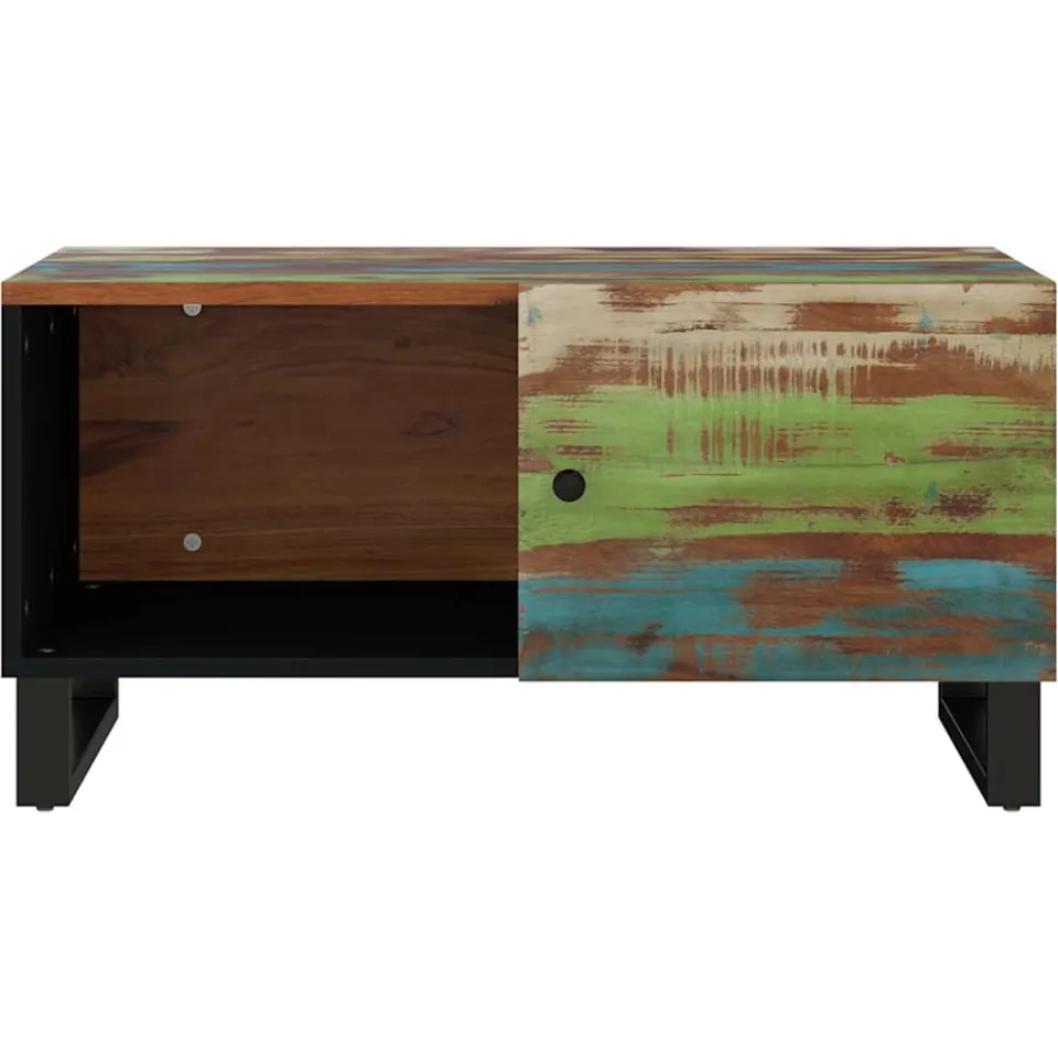 vidaXL Salontafel 80x50x40 cm massief gerecycled hout en bewerkt hout meerkleurig, foto 4