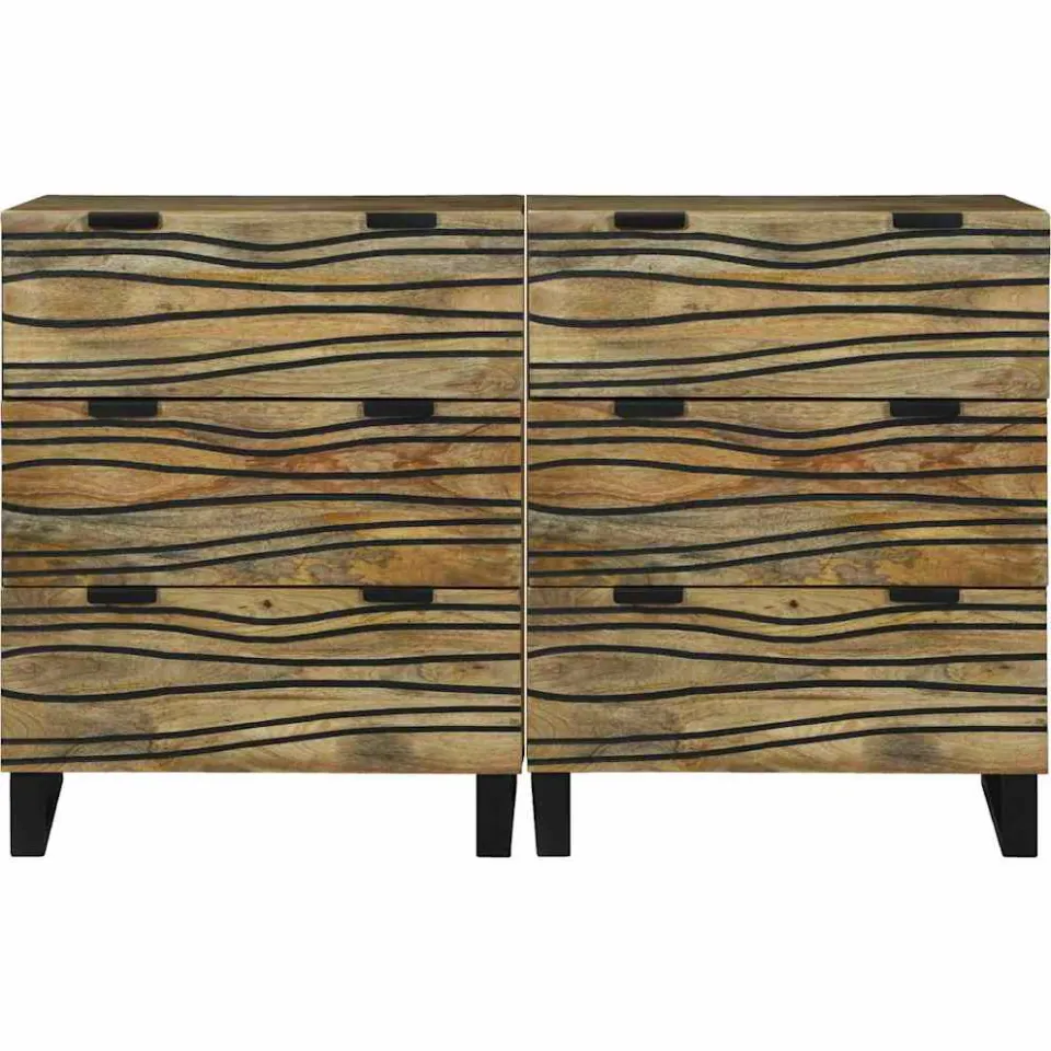 vidaXL Dressoir set 2 st Naturel 120 x 33 x 75 cm Massief Mango Hout, foto 3