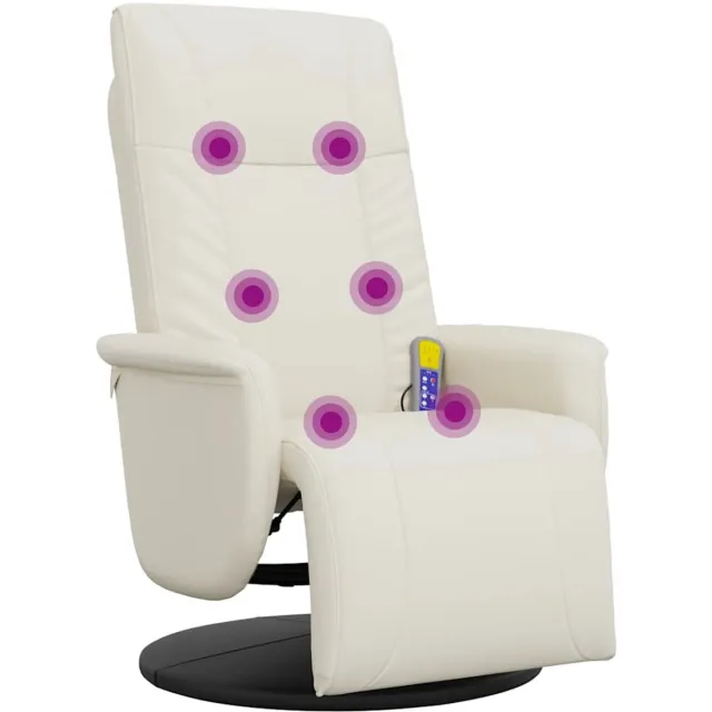 vidaXL Massagestoel - verstelbaar - met - voetensteun - kunstleer - crèmekleurig
