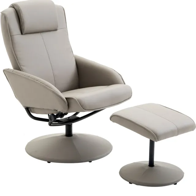 Homona Relaxfauteuil met hocker - Met verstelbare rugleuning - Kunstleer - 78 x 67 x 98 cm - Grijs