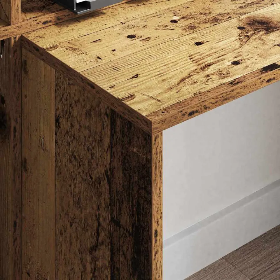 vidaXL Bureau Oud Hout 138,5 x 55 x 143 cm Bewerkt hout bruin, foto 3