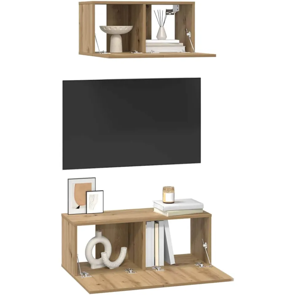 vidaXL Tv-meubelset 2 st Artisan Eiken Bewerkt hout Bruin