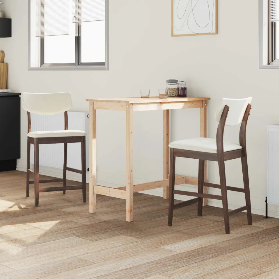 vidaXL Eettafelstoelen 2 st Massief Rubberhout Licht Bruin, foto 3