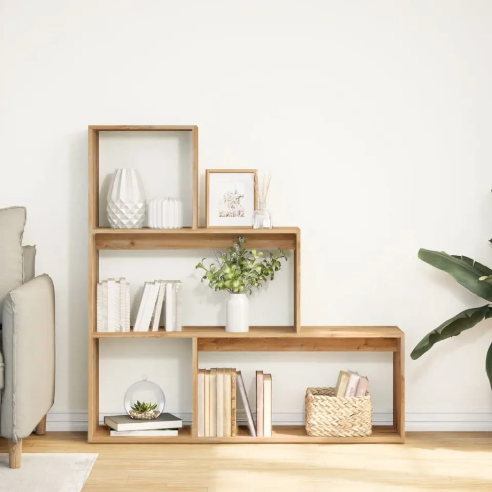 vidaXL Kamerscherm / boekenkast 123x29x123 cm hout artisanaal eiken, foto 2