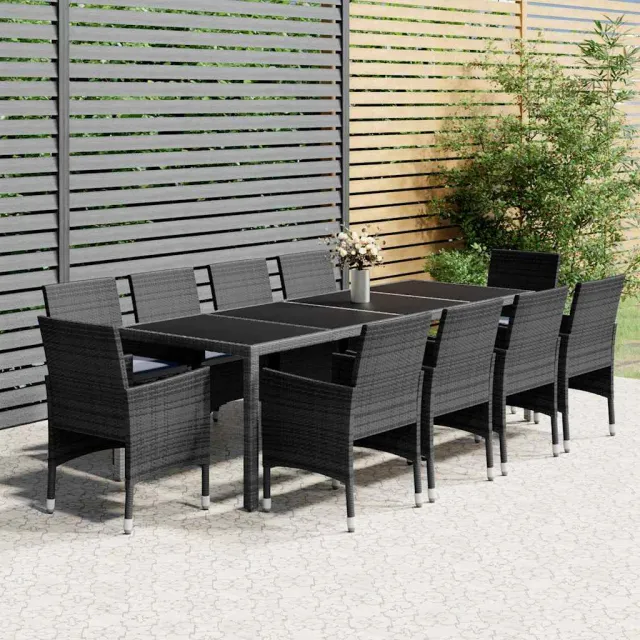 vidaXL 11-delige Tuinset poly rattan grijs, foto 2