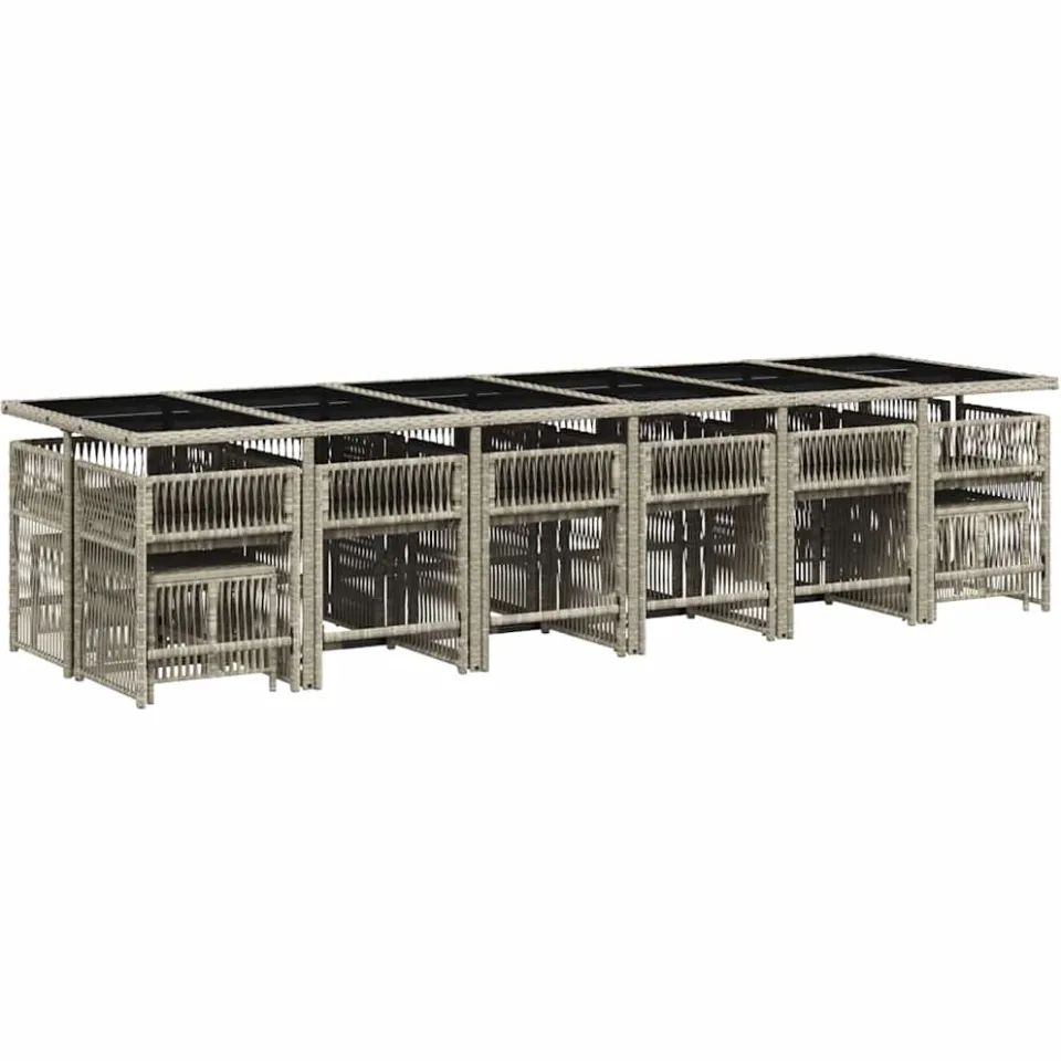 vidaXL 17-delige Tuinset met kussens poly rattan lichtgrijs grijs, foto 3