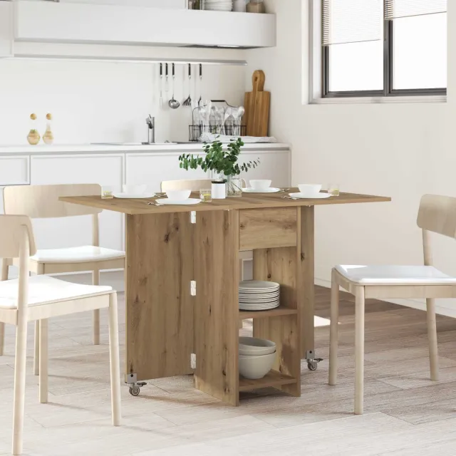 vidaXL Eettafel 115 x 70 x 75 cm Bewerkt hout Artisanaal eiken Bruin
