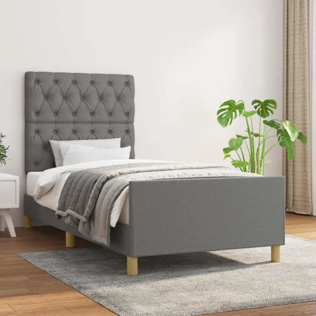 vidaXL Bedframe zonder matras 80x200 cm stof donkergrijs grijs