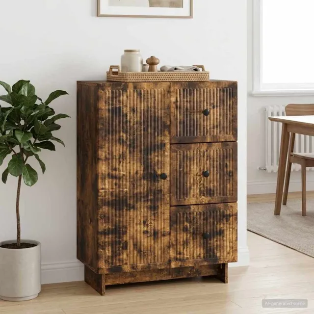 vidaXL Dressoir met lade Gerookt eiken 66 x 34,5 x 90 cm Bewerkt hout Bruin