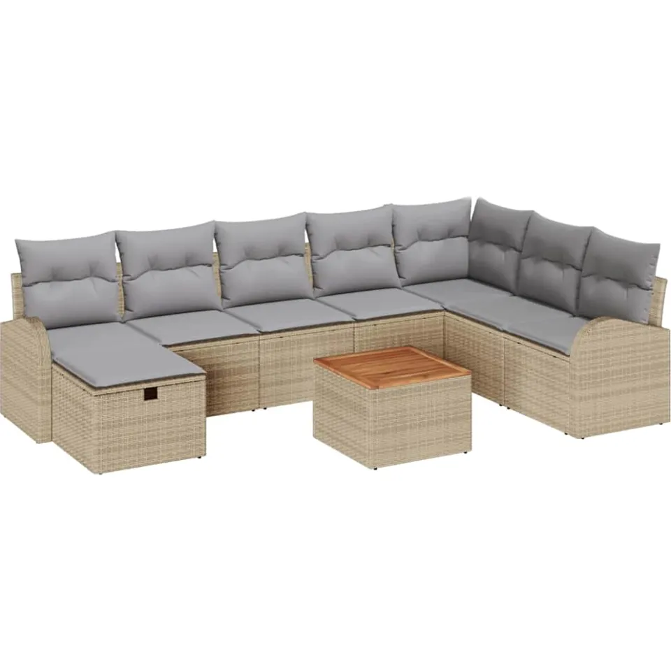 vidaXL Tuinbankenset 9 st Beige poly rattan