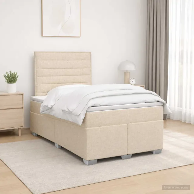 vidaXL Boxspringbed met matras Crèmekleurig 120 x 200 cm Stof