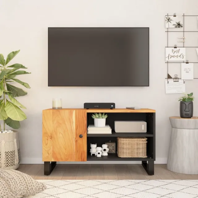 vidaXL Tv-meubel 80x33x46 cm massief acaciahout en bewerkt hout bruin, foto 2